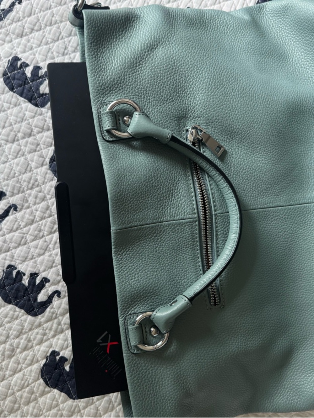 Chic Teal Leather Shoulder Bag - Picture 8 of 8